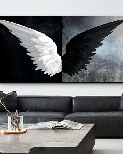 Striking Elegance - Black and White Angel Wings Canvas Art Wall Poster