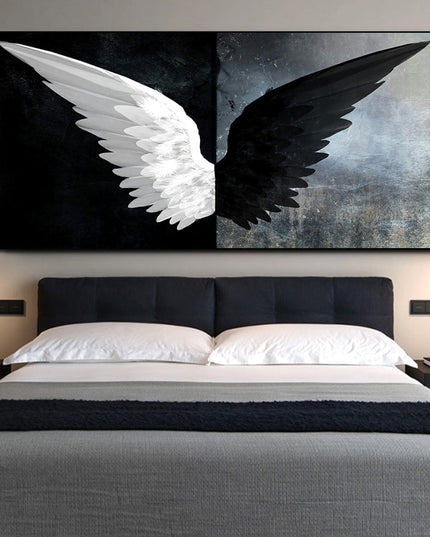 Striking Elegance - Black and White Angel Wings Canvas Art Wall Poster