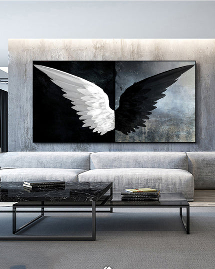 Striking Elegance - Black and White Angel Wings Canvas Art Wall Poster