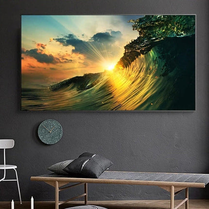 Sunset Wave: Natural Landscape Print Wall Poster