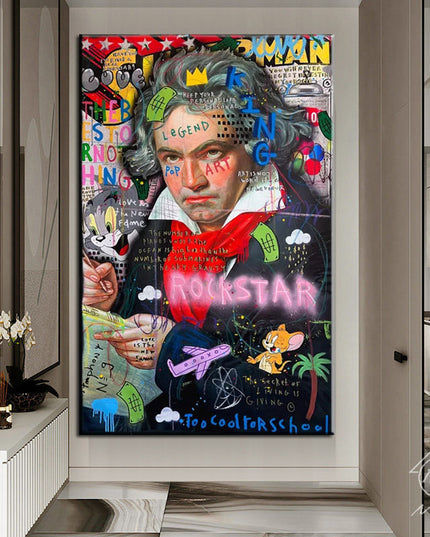 Symphony Rockstar Graffiti Art Canvas Print: Artistic and Whimsical Wall Decor
