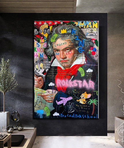 Symphony Rockstar Graffiti Art Canvas Print: Artistic and Whimsical Wall Decor