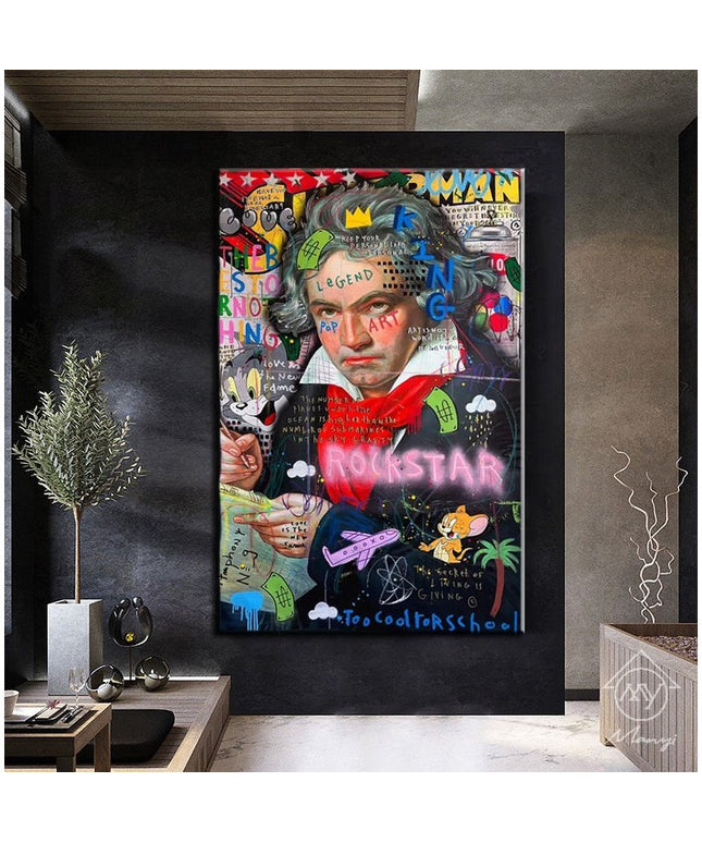 Symphony Rockstar Graffiti Art Canvas Print: Artistic and Whimsical Wall Decor
