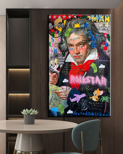 Symphony Rockstar Graffiti Art Canvas Print: Artistic and Whimsical Wall Decor
