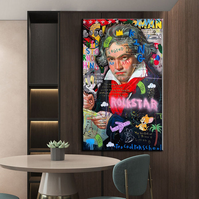 Symphony Rockstar Graffiti Art Canvas Print: Artistic and Whimsical Wall Decor