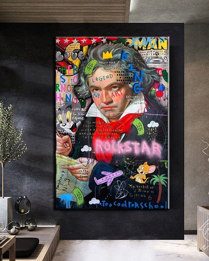 Symphony Rockstar Graffiti Art Canvas Print: Artistic and Whimsical Wall Decor
