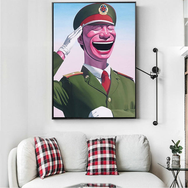 The Art of Helplessness - Yue Minjun Laughing Man Art Canvas Print Wall Poster