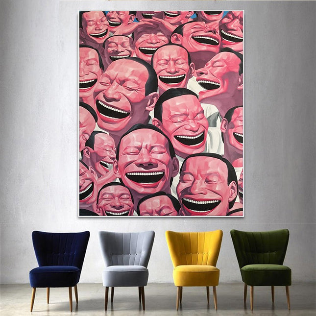 The Art of Helplessness - Yue Minjun Laughing Man Art Canvas Print Wall Poster