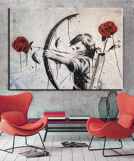 The Rose Revolution: Banksy's Bow and Arrow Art Print Wall Poster