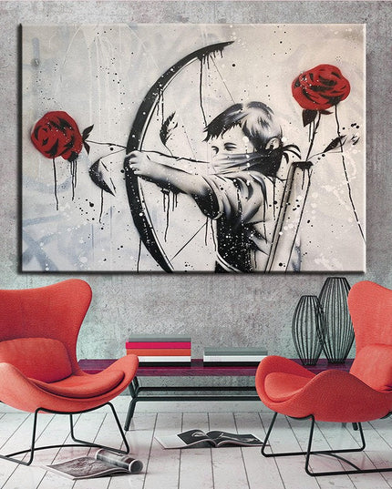 The Rose Revolution: Banksy's Bow and Arrow Art Print Wall Poster