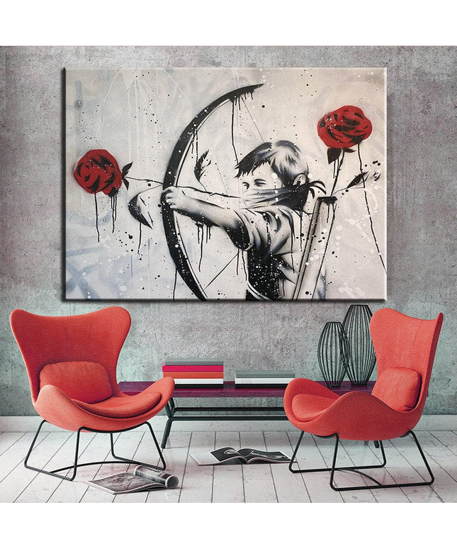 The Rose Revolution: Banksy's Bow and Arrow Art Print Wall Poster
