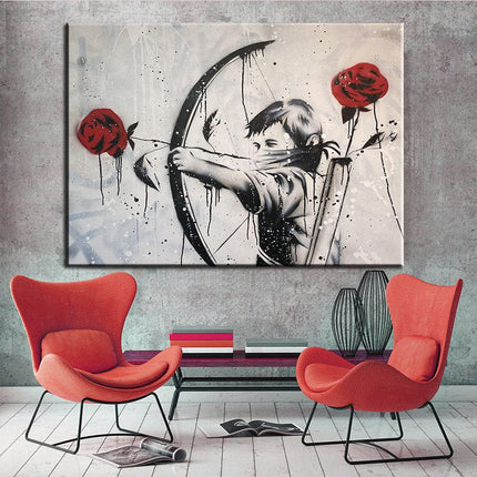 The Rose Revolution: Banksy's Bow and Arrow Art Print Wall Poster