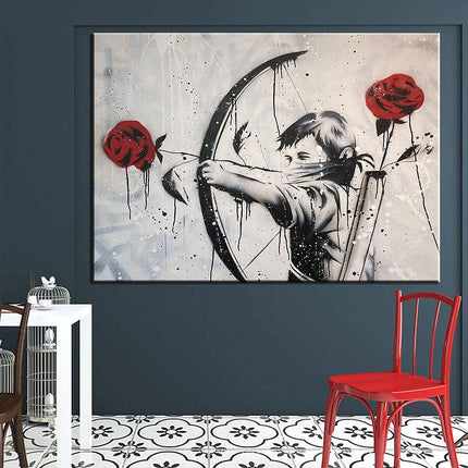 The Rose Revolution: Banksy's Bow and Arrow Art Print Wall Poster