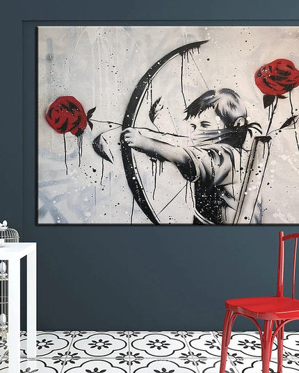 The Rose Revolution: Banksy's Bow and Arrow Art Print Wall Poster