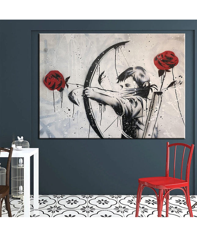 The Rose Revolution: Banksy's Bow and Arrow Art Print Wall Poster