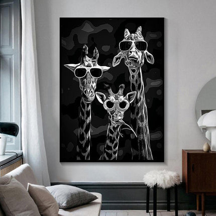 The Wise Giraffes: Funny Sunglasses Trio Print Wall Poster