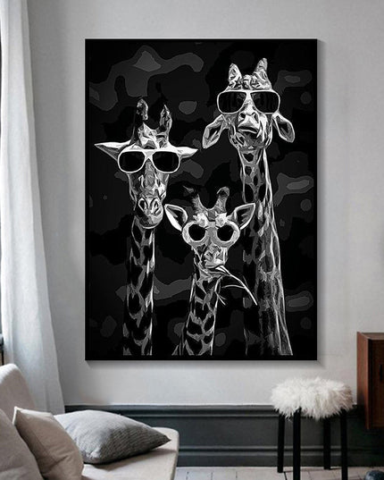 The Wise Giraffes: Funny Sunglasses Trio Print Wall Poster
