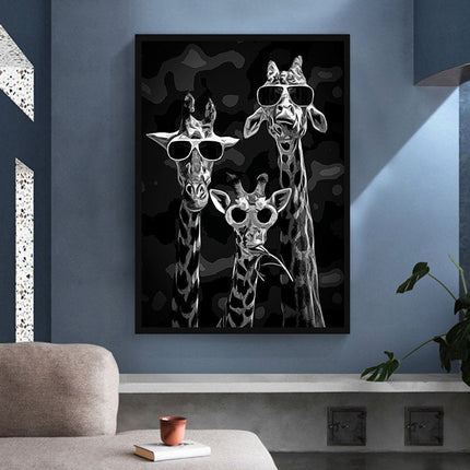 The Wise Giraffes: Funny Sunglasses Trio Print Wall Poster