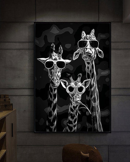 The Wise Giraffes: Funny Sunglasses Trio Print Wall Poster