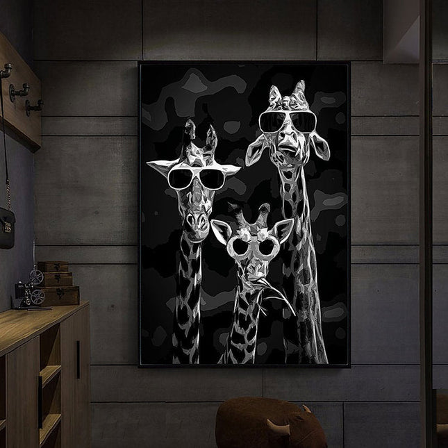 The Wise Giraffes: Funny Sunglasses Trio Print Wall Poster