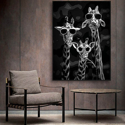 The Wise Giraffes: Funny Sunglasses Trio Print Wall Poster