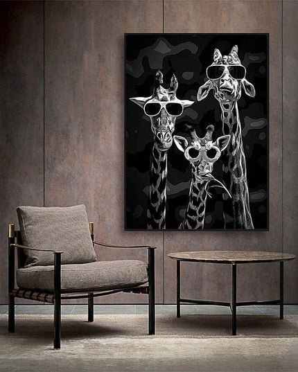 The Wise Giraffes: Funny Sunglasses Trio Print Wall Poster