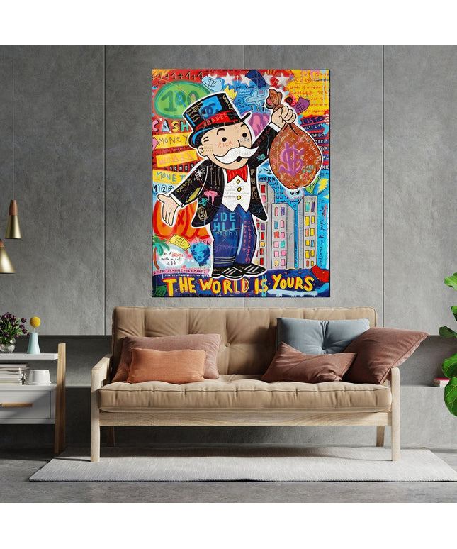 The World Is Yours - Alec Monopoly Pop Art Graffiti Canvas Poster Wall Poster