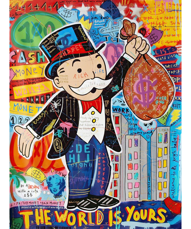 The World Is Yours - Alec Monopoly Pop Art Graffiti Canvas Poster Wall Poster