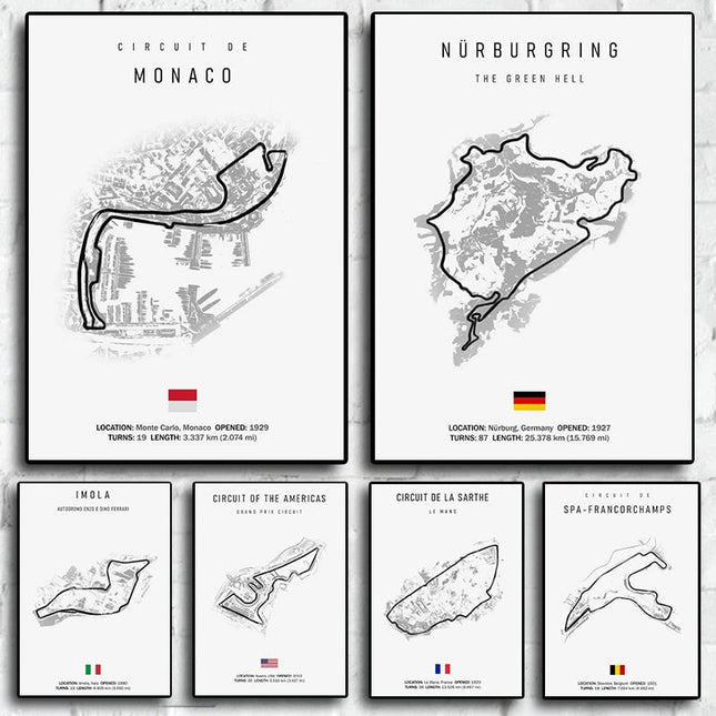Thrill of the Track: F1 Formula Track Circuit Canvas Poster 