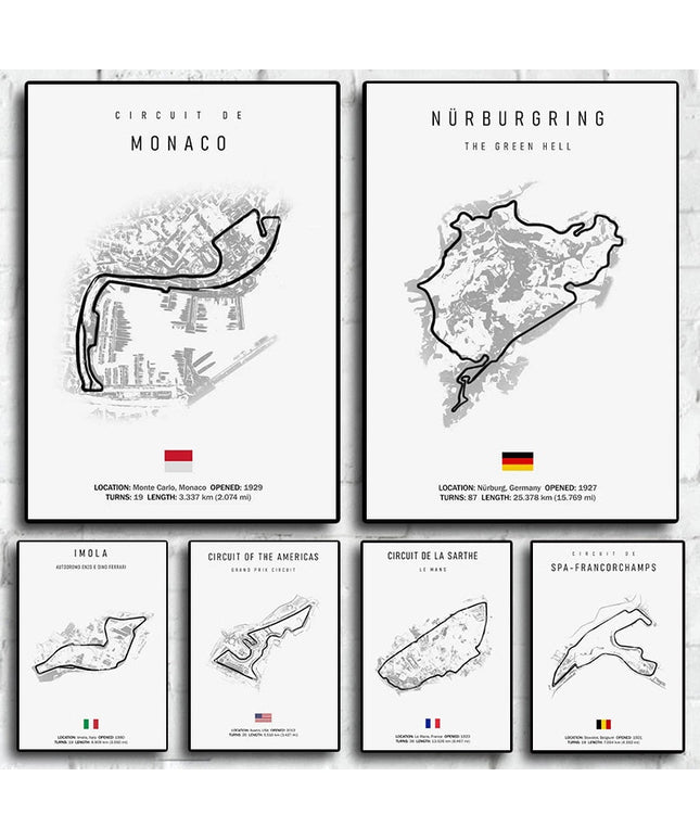 Thrill of the Track: F1 Formula Track Circuit Canvas Poster 