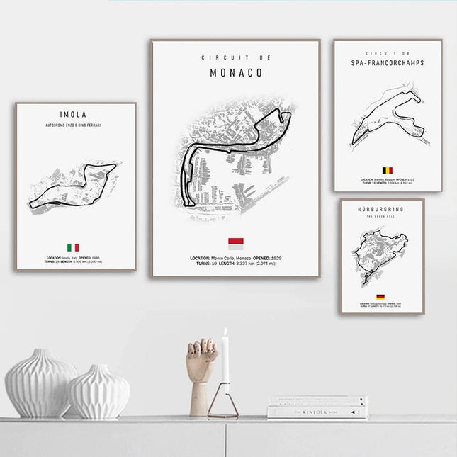 Thrill of the Track: F1 Formula Track Circuit Canvas Poster 