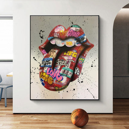 Tongue Graffiti Art Wall Poster