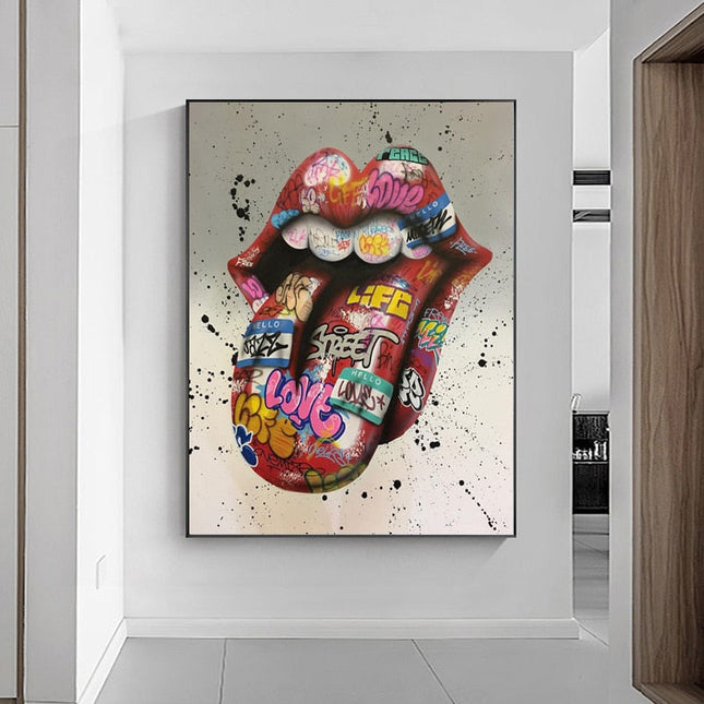 Tongue Graffiti Art Wall Poster