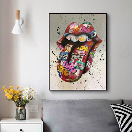 Tongue Graffiti Art Wall Poster