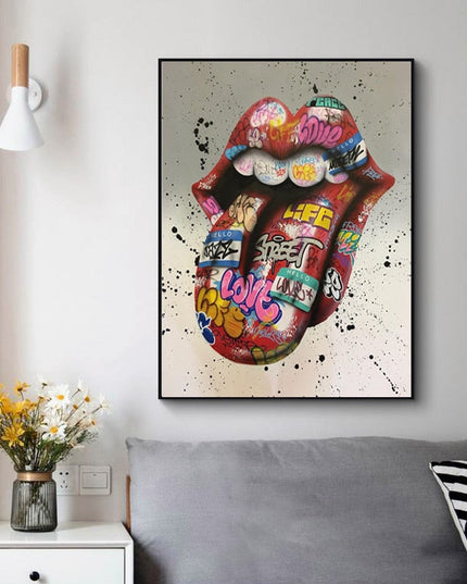 Tongue Graffiti Art Wall Poster
