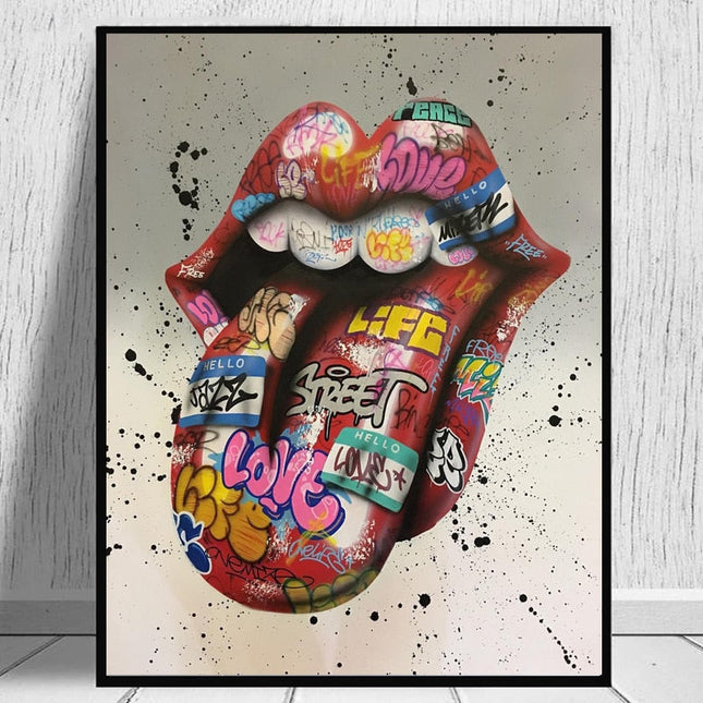 Tongue Graffiti Art Wall Poster