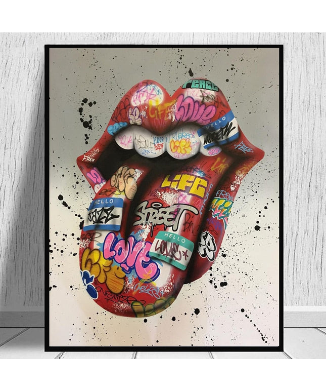 Tongue Graffiti Art Wall Poster