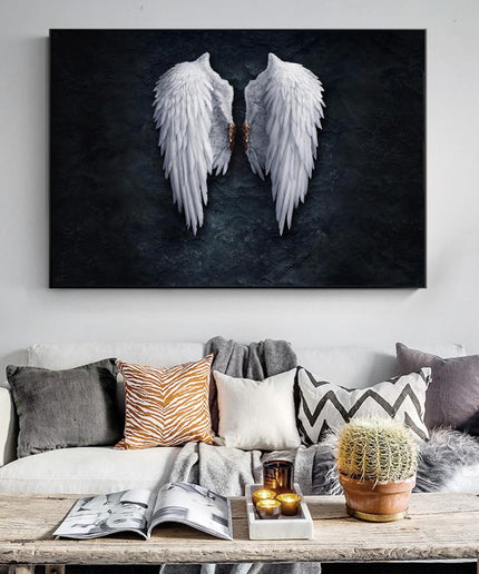 Touch of Serenity - Heavenly Feather Angel Wings Canvas Art Wall Poster