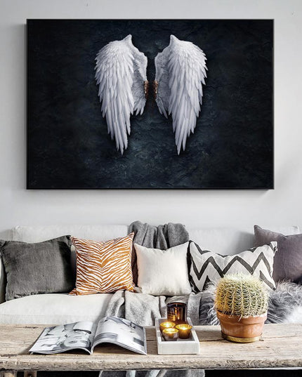 Touch of Serenity - Heavenly Feather Angel Wings Canvas Art Wall Poster