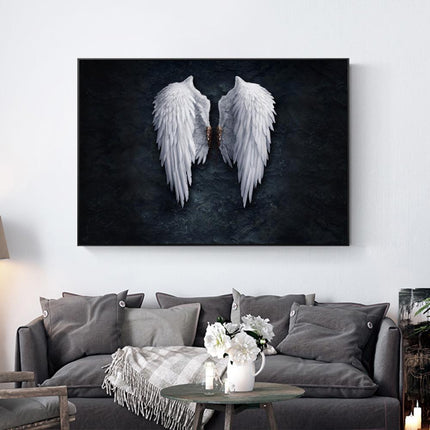 Touch of Serenity - Heavenly Feather Angel Wings Canvas Art Wall Poster
