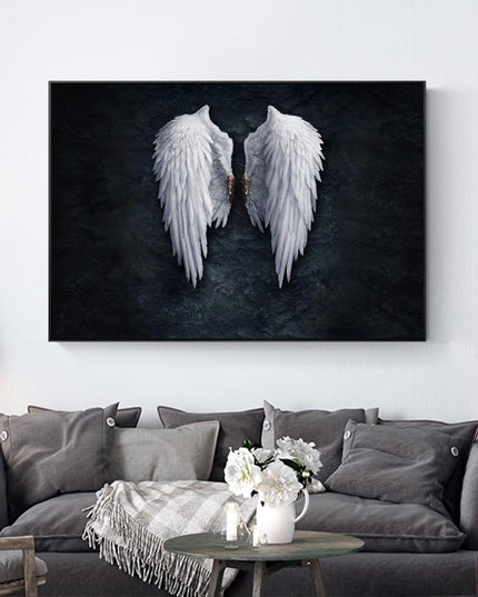 Touch of Serenity - Heavenly Feather Angel Wings Canvas Art Wall Poster