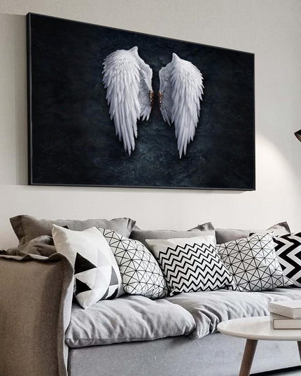 Touch of Serenity - Heavenly Feather Angel Wings Canvas Art Wall Poster