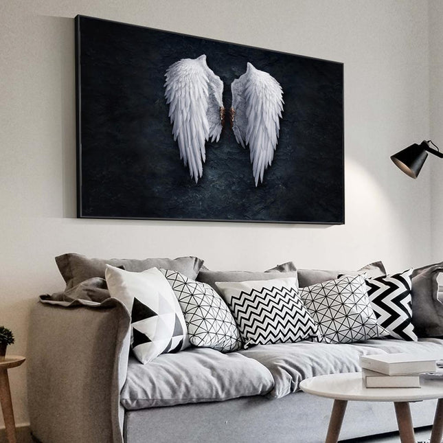 Touch of Serenity - Heavenly Feather Angel Wings Canvas Art Wall Poster