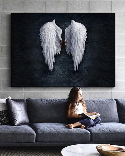 Touch of Serenity - Heavenly Feather Angel Wings Canvas Art Wall Poster