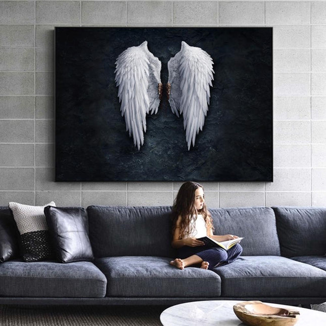 Touch of Serenity - Heavenly Feather Angel Wings Canvas Art Wall Poster