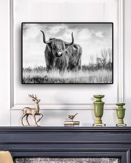 Untamed Spirit: Freedom Highland Cow Canvas Poster 