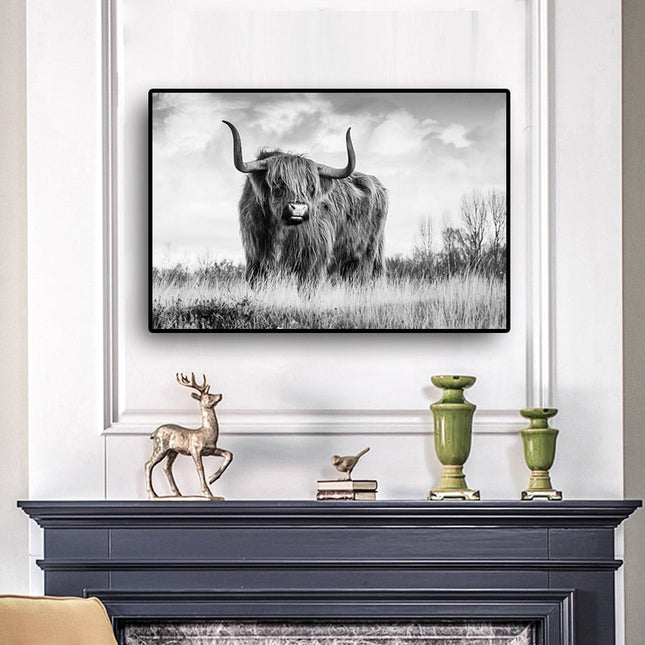 Untamed Spirit: Freedom Highland Cow Canvas Poster 