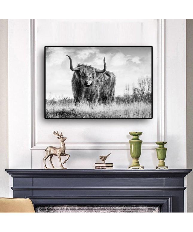 Untamed Spirit: Freedom Highland Cow Canvas Poster 