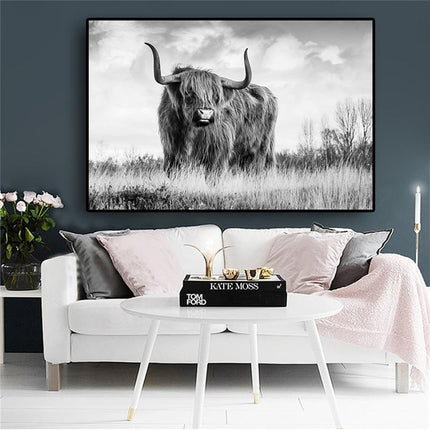 Untamed Spirit: Freedom Highland Cow Canvas Poster 
