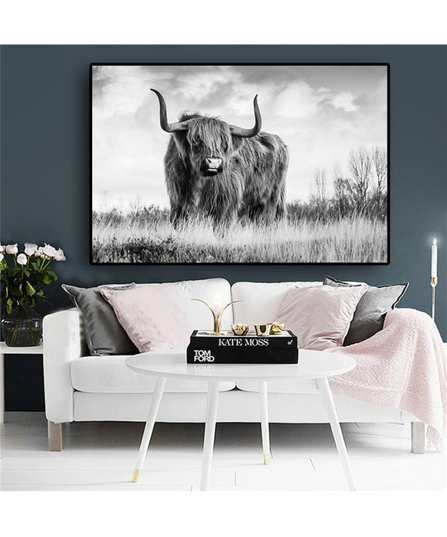 Untamed Spirit: Freedom Highland Cow Canvas Poster 